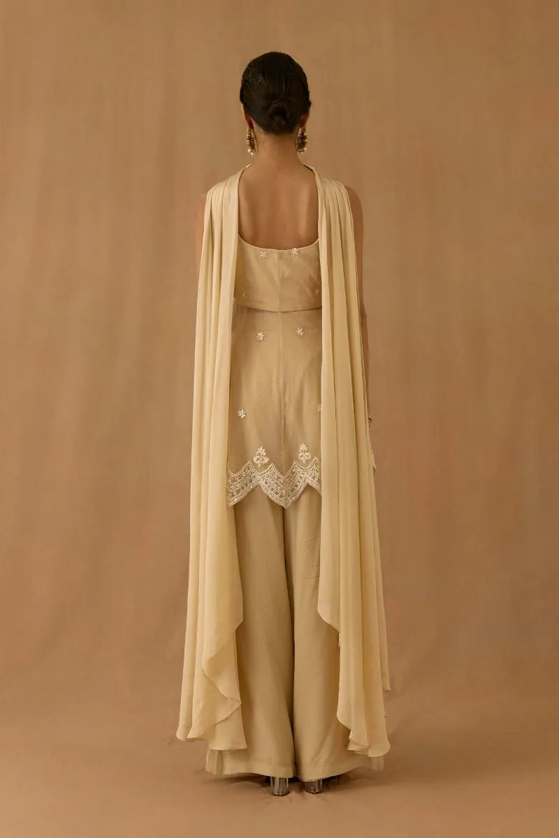 Vanilla Gold georgette Sharara set