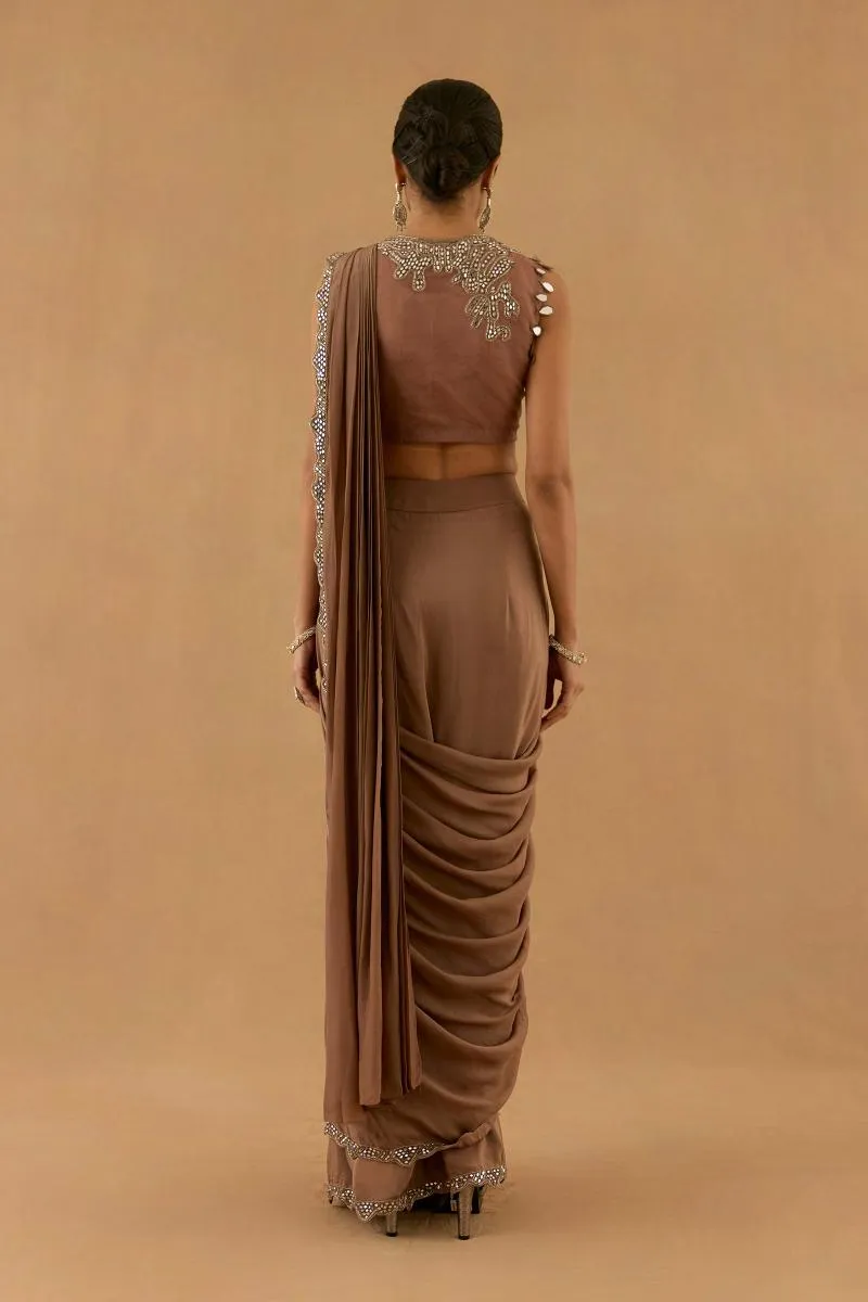 Mocha Brown Drape Saree