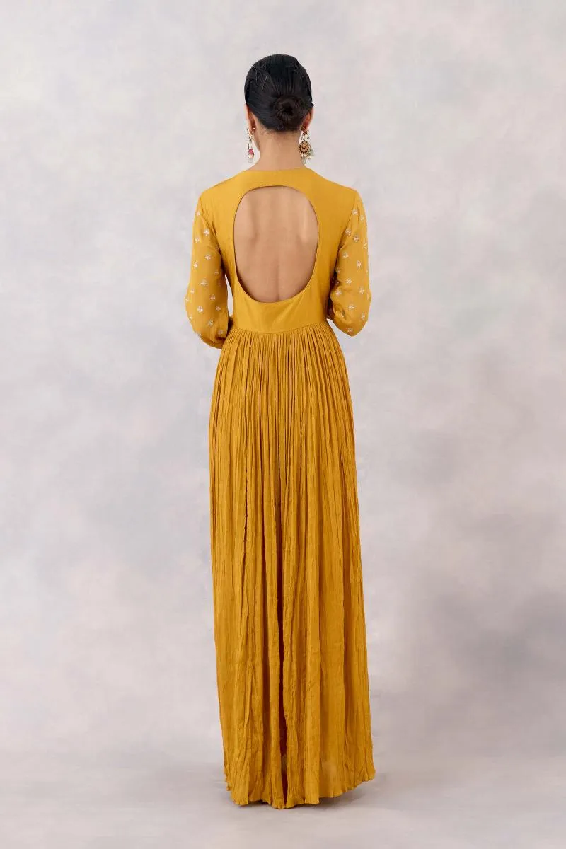 Mustard Crepe Silk Suit set