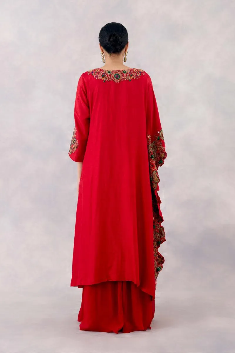 Red Georgette Sharara set