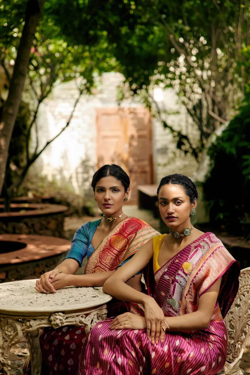 Wild Rose Banarasi Ektara Silk Saree