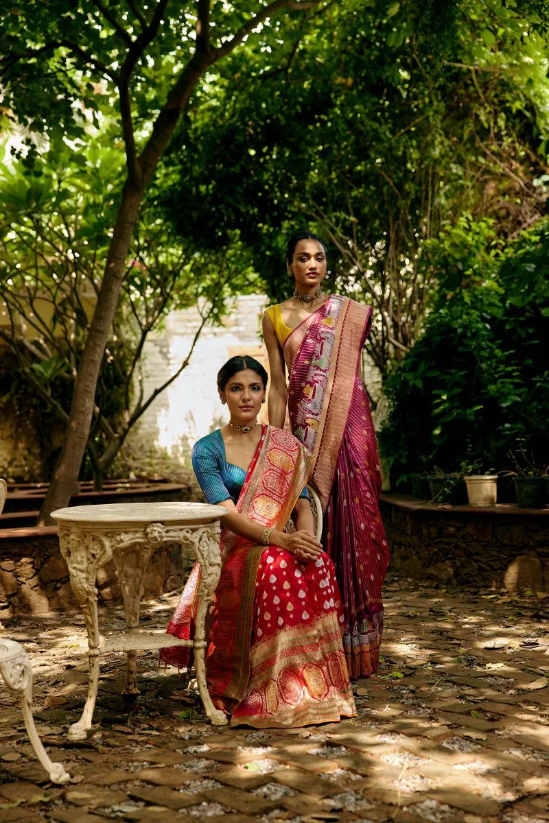 Carnation Banarasi Ektara Silk Saree