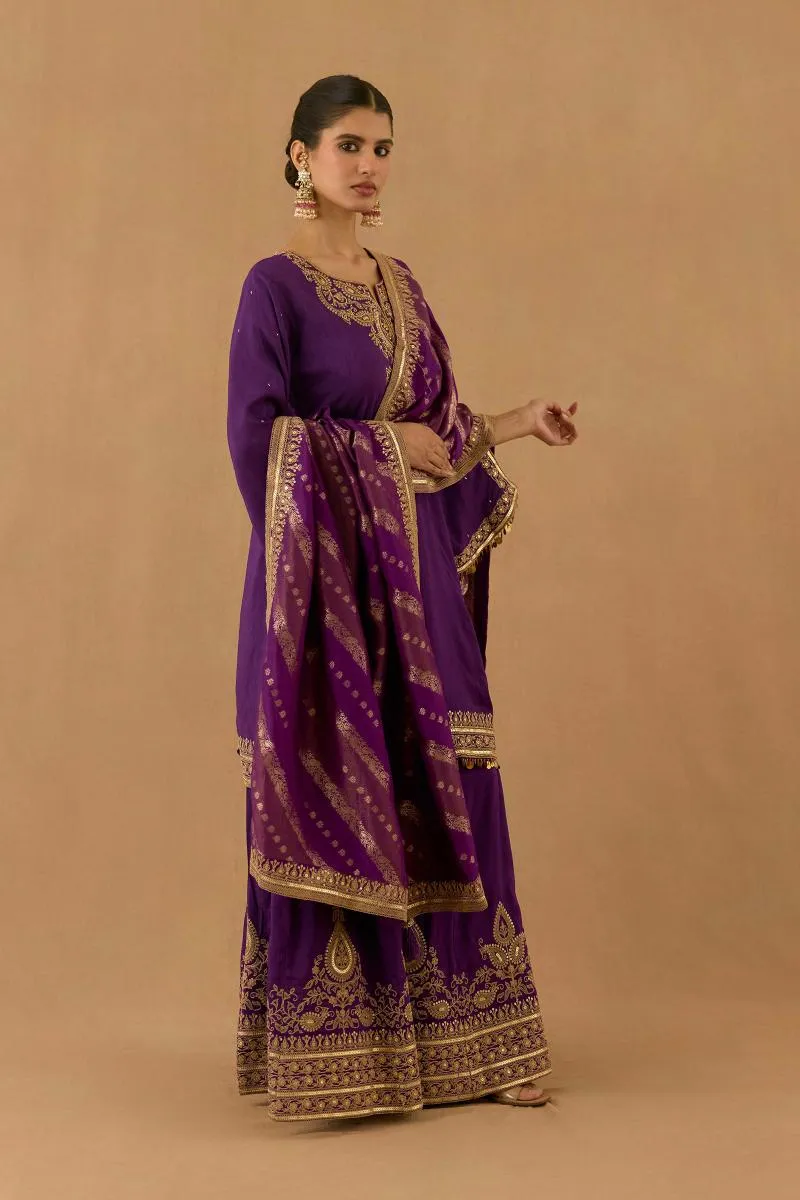 Royal Purple Silk Sharara set