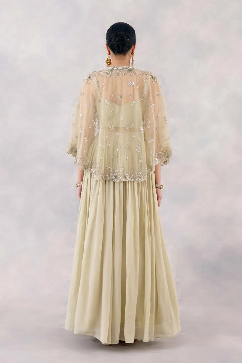 Mint Green Crepe Lehenga Set