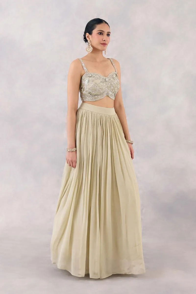 Mint Green Crepe Lehenga Set