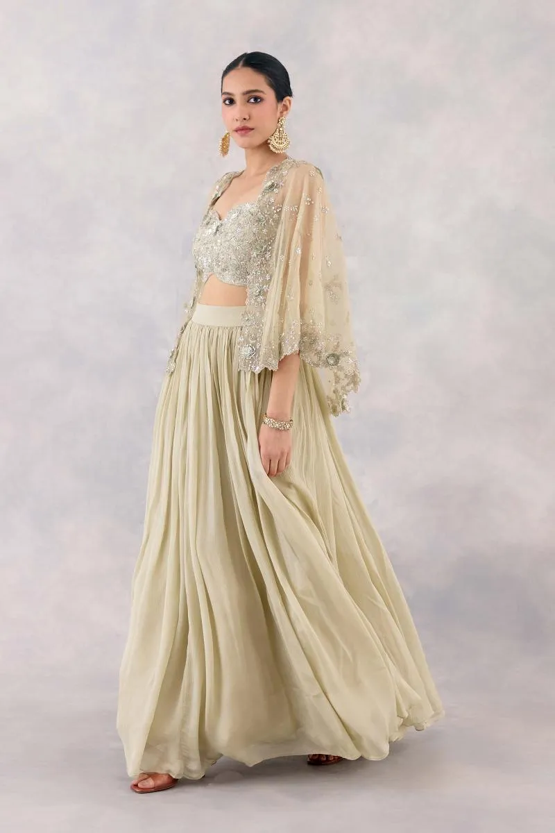 Mint Green Crepe Lehenga Set