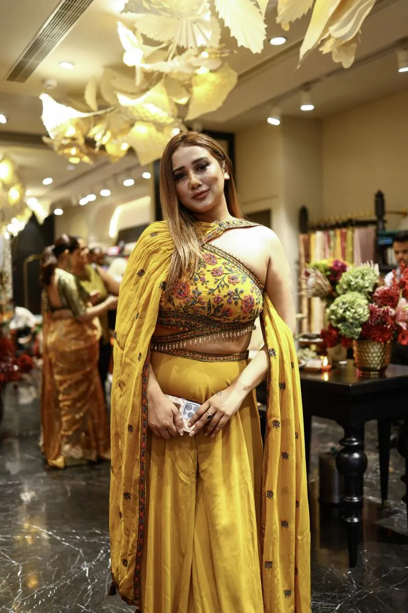 Mustard Georgette Sharara Set