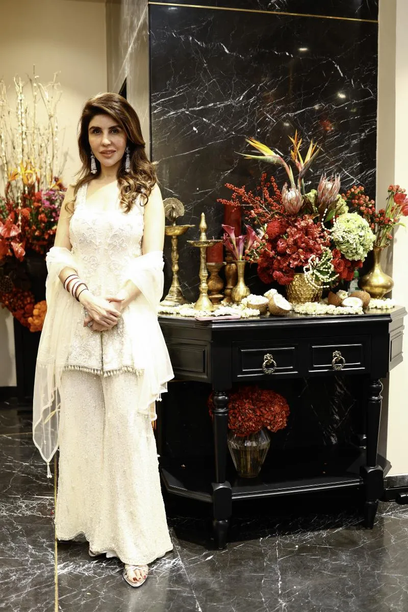 Ivory Georgette Sharara Set