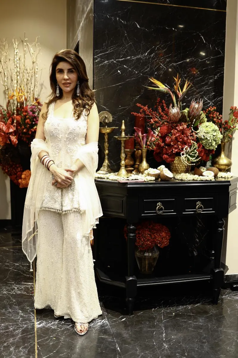 Ivory Georgette Sharara Set