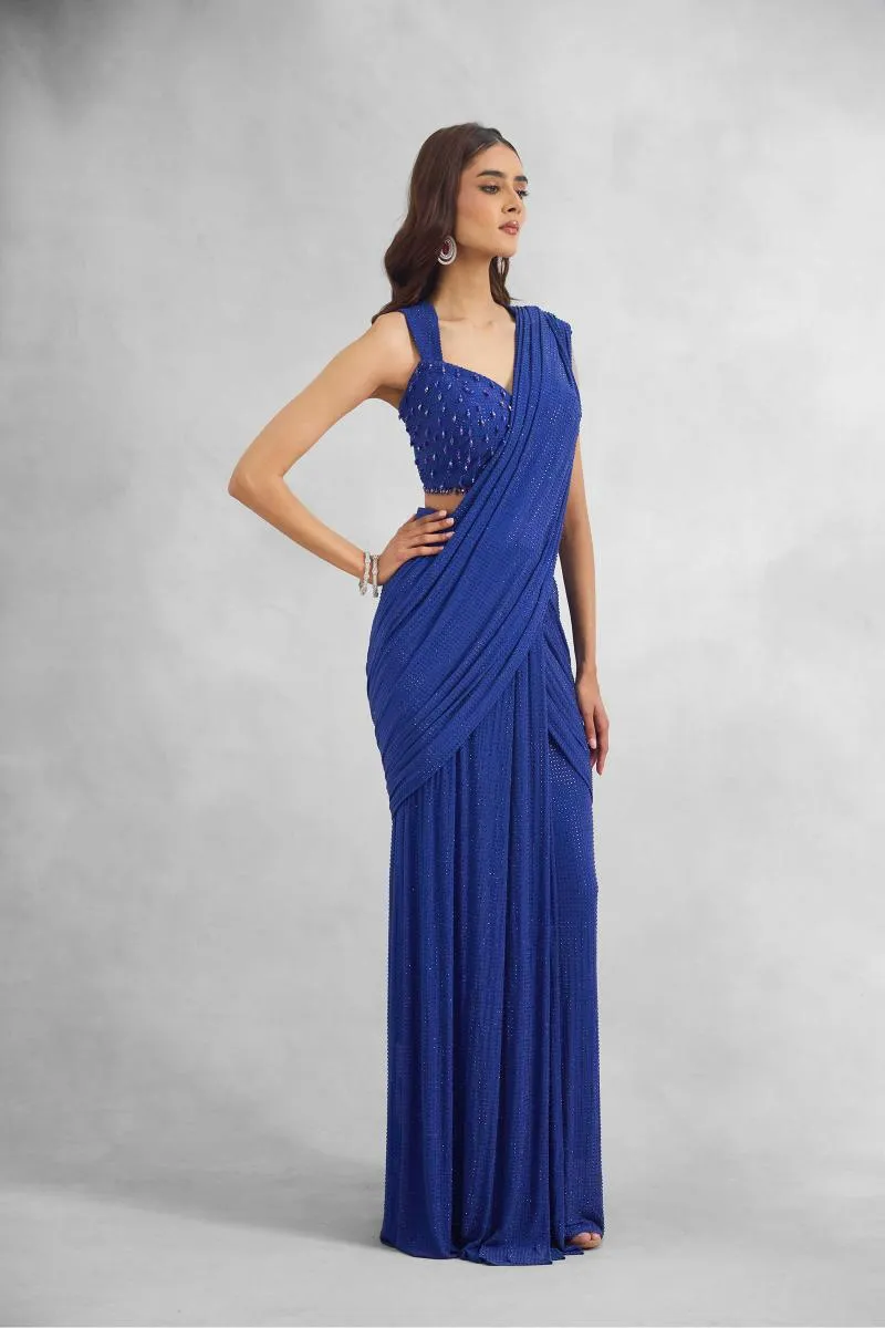 Sapphire Blue Drape Saree