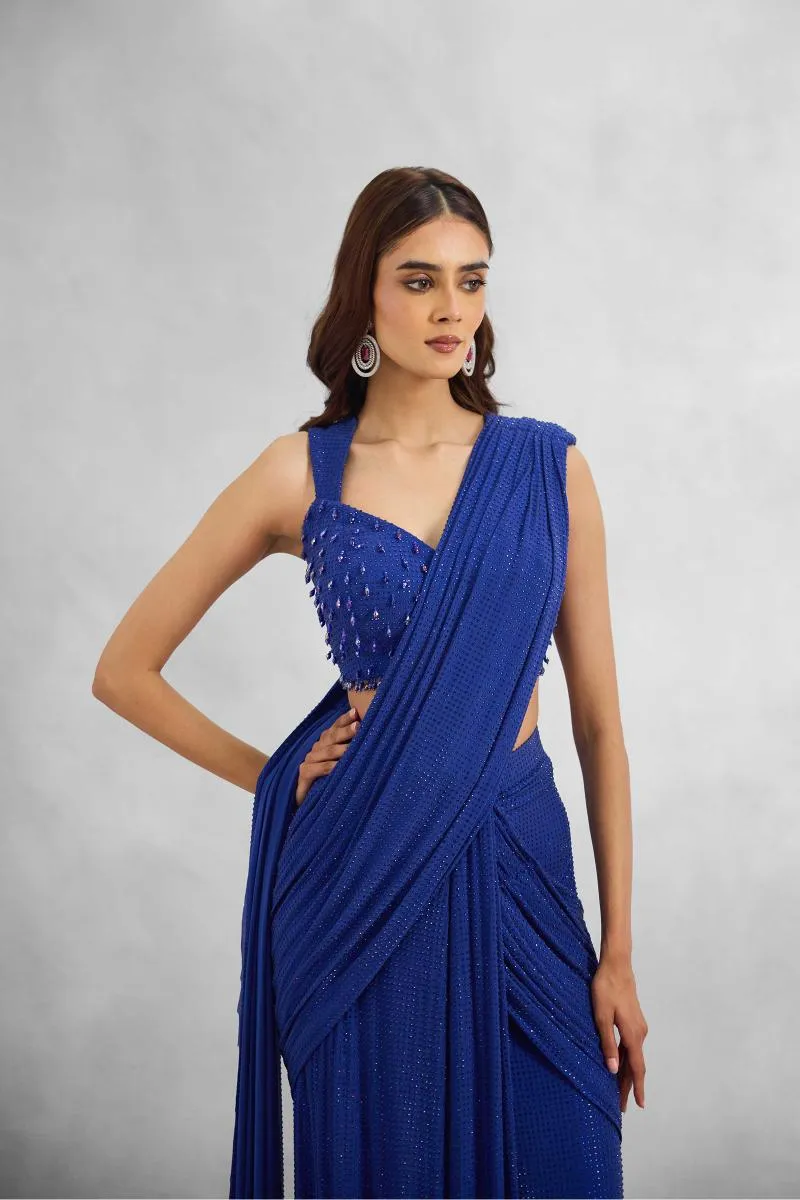 Sapphire Blue Drape Saree