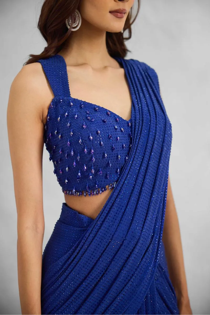 Sapphire Blue Drape Saree