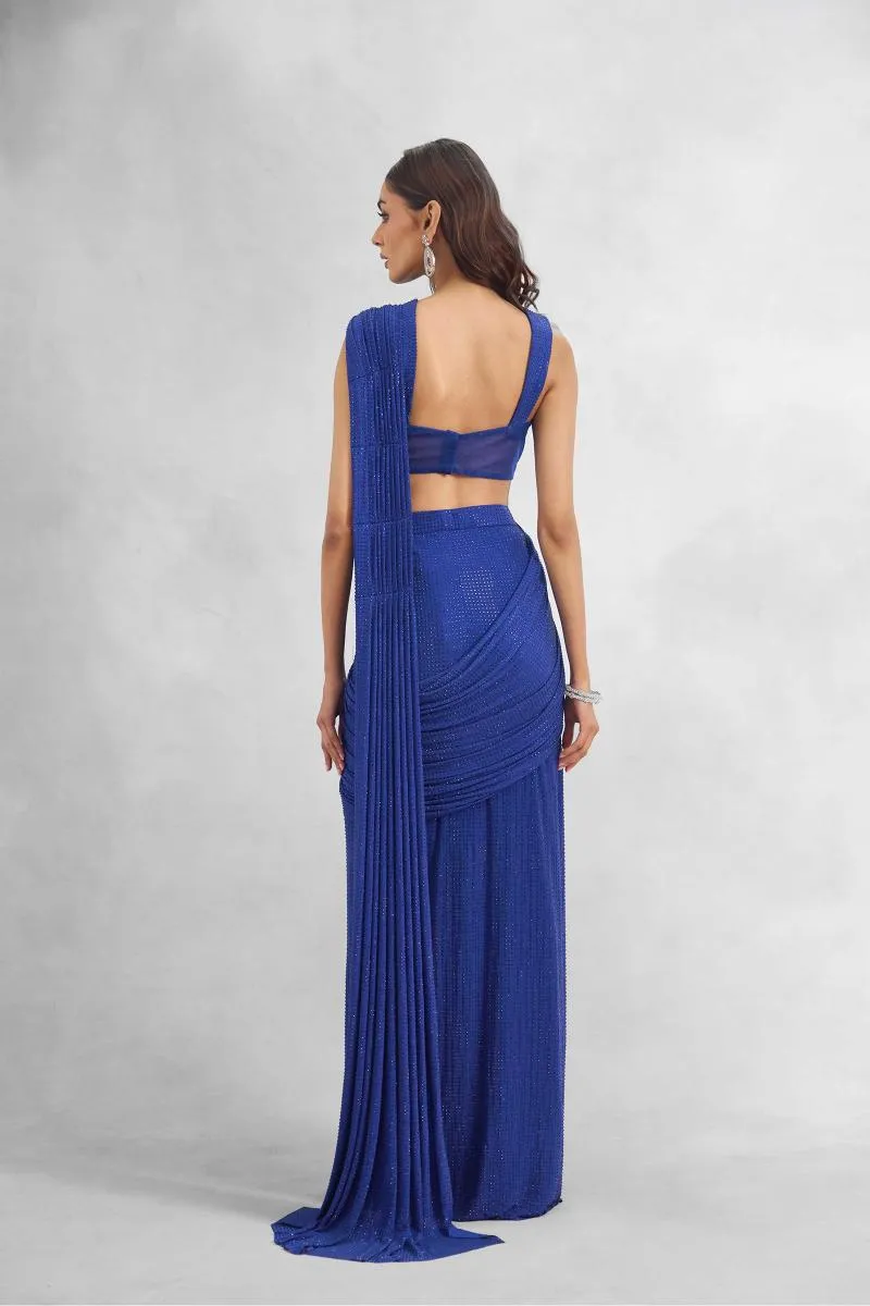 Sapphire Blue Drape Saree