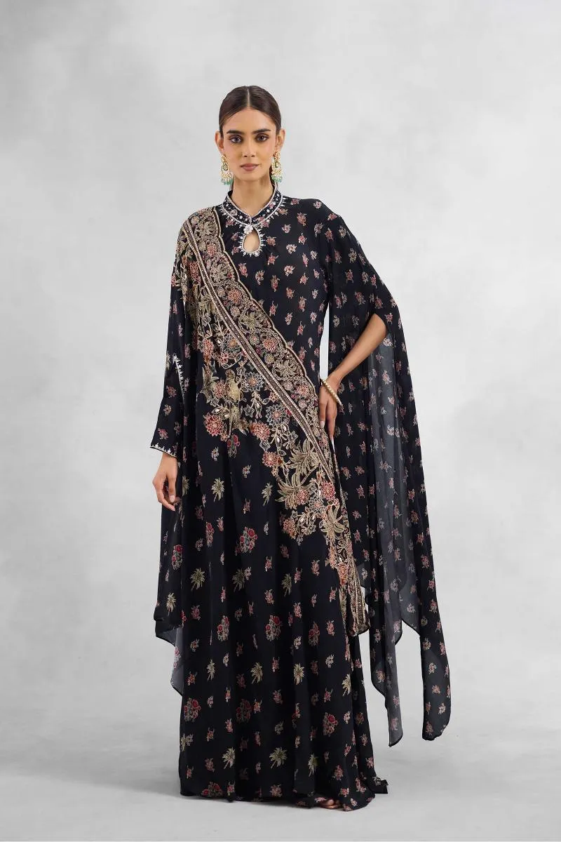Black Printed Floor Length Kurti