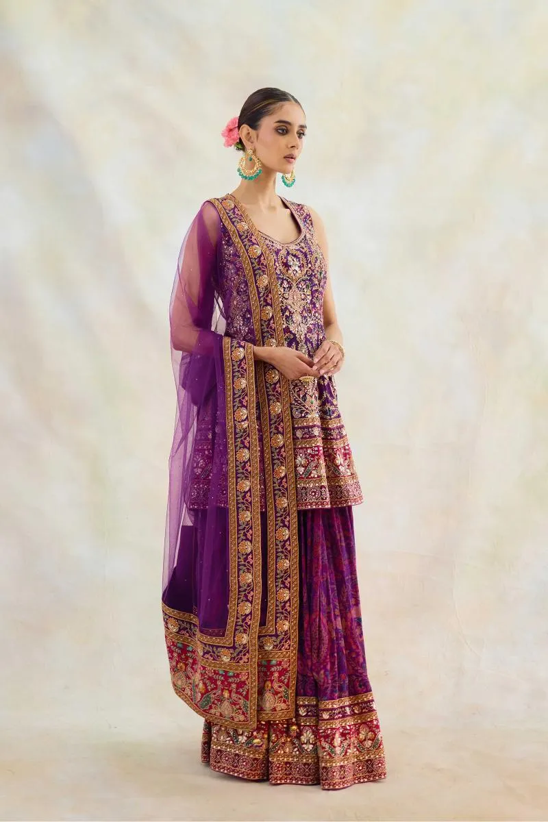 Tyrian Purple Sharara Set