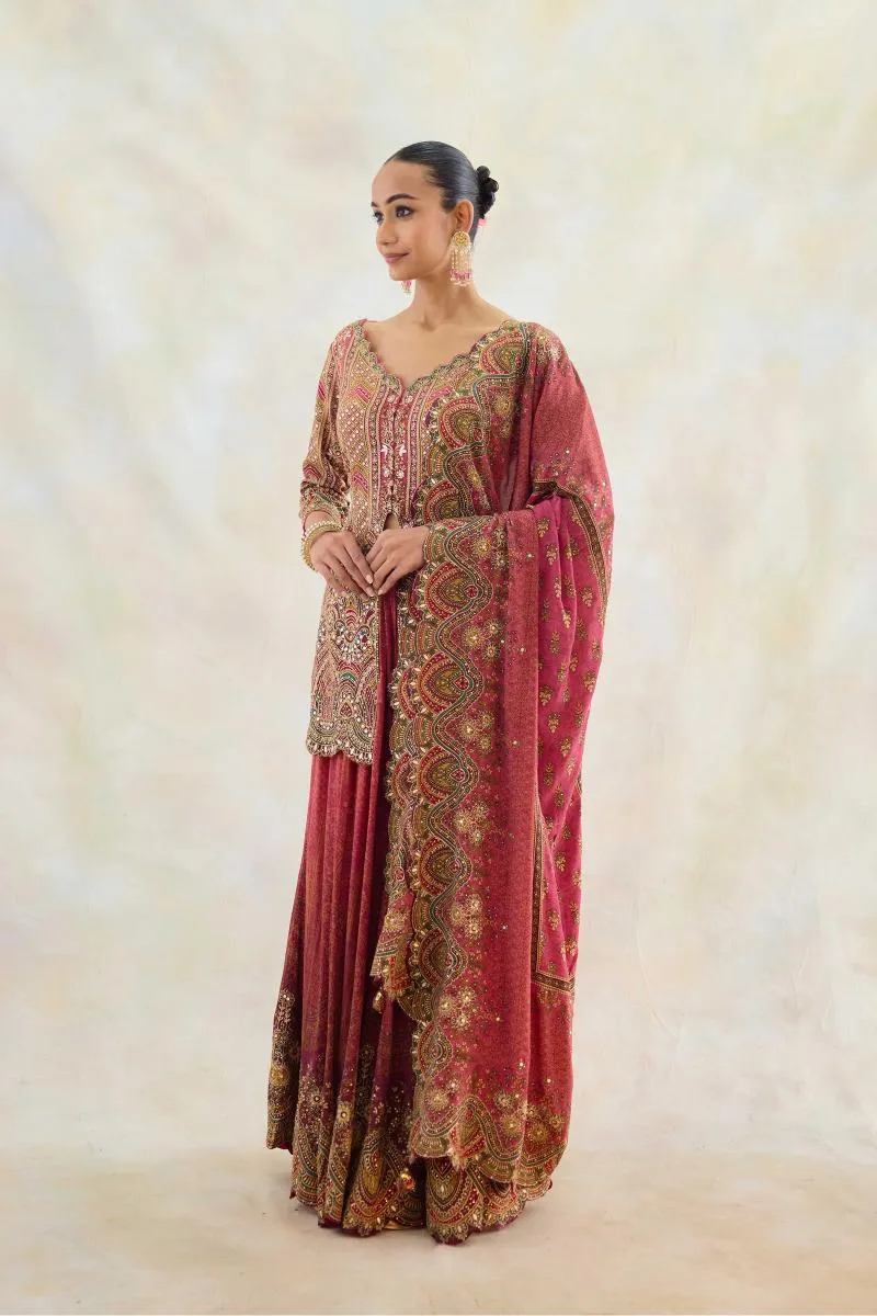 Burnt Burgundy Sharara Set