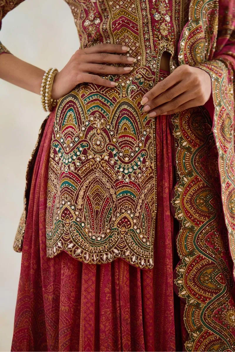 Burnt Burgundy Sharara Set