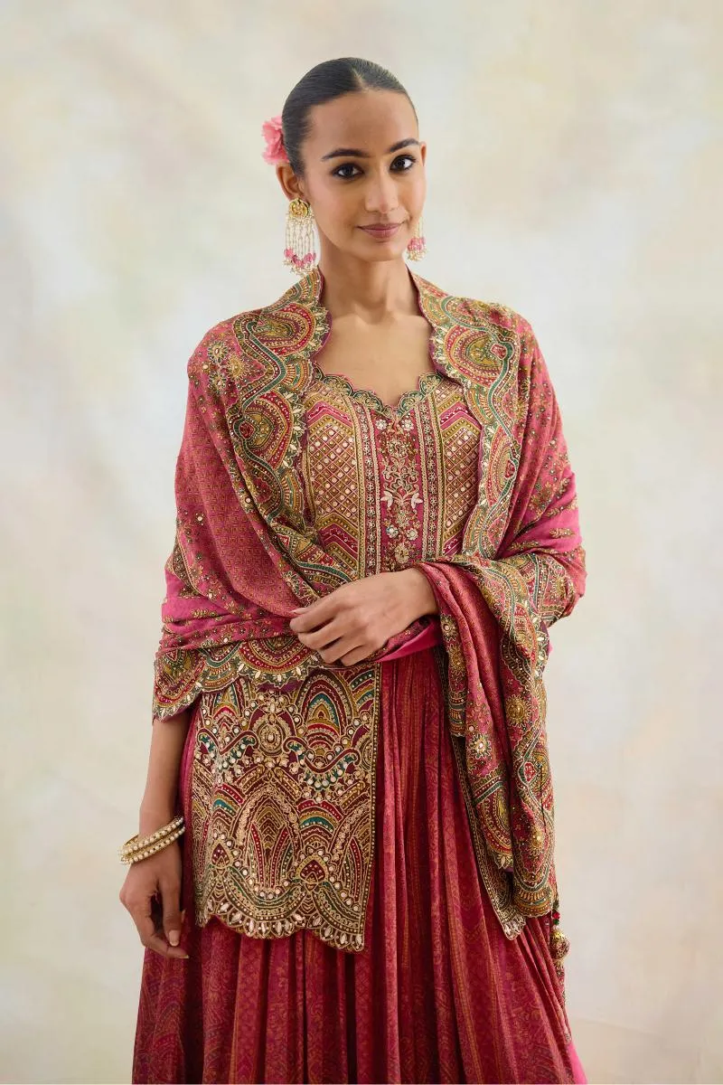 Burnt Burgundy Sharara Set