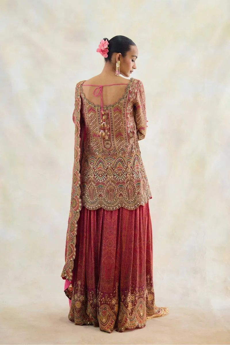 Burnt Burgundy Sharara Set