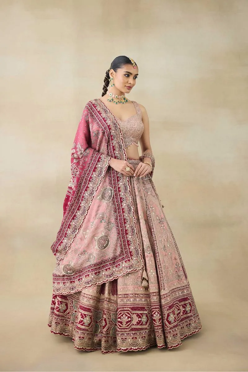 Pale Pink Embroidered Lehenga Set