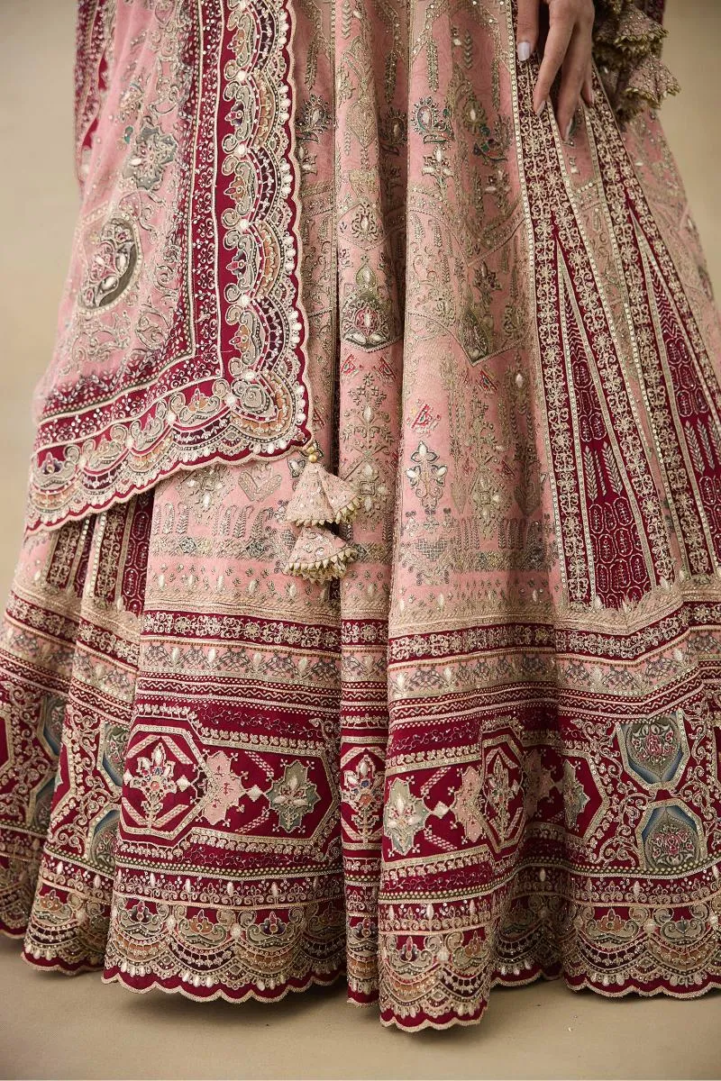 Pale Pink Embroidered Lehenga Set