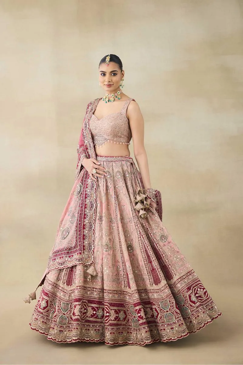Pale Pink Embroidered Lehenga Set