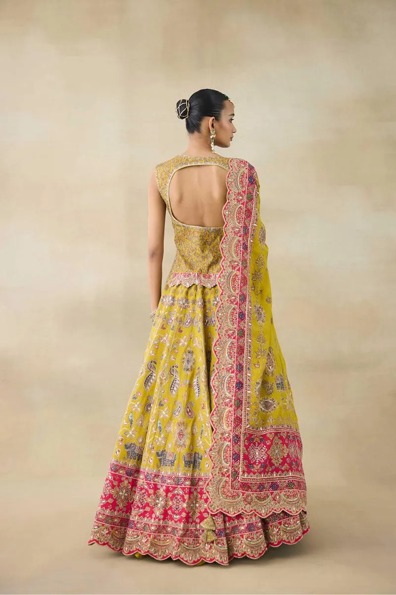 Cadmium Crepe Yellow Lehenga Set
