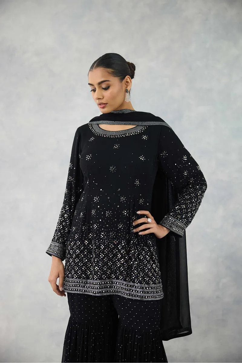 Charcoal Black Sharara Set
