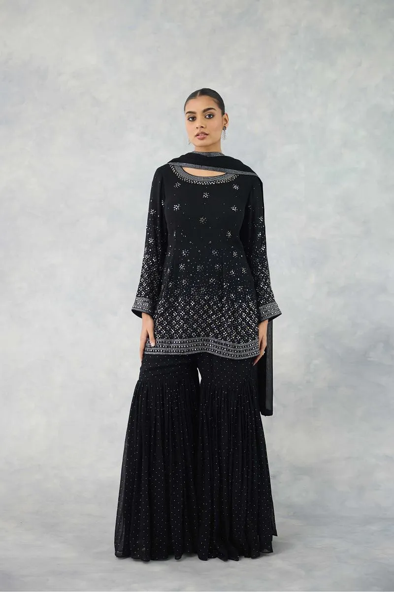 Charcoal Black Sharara Set