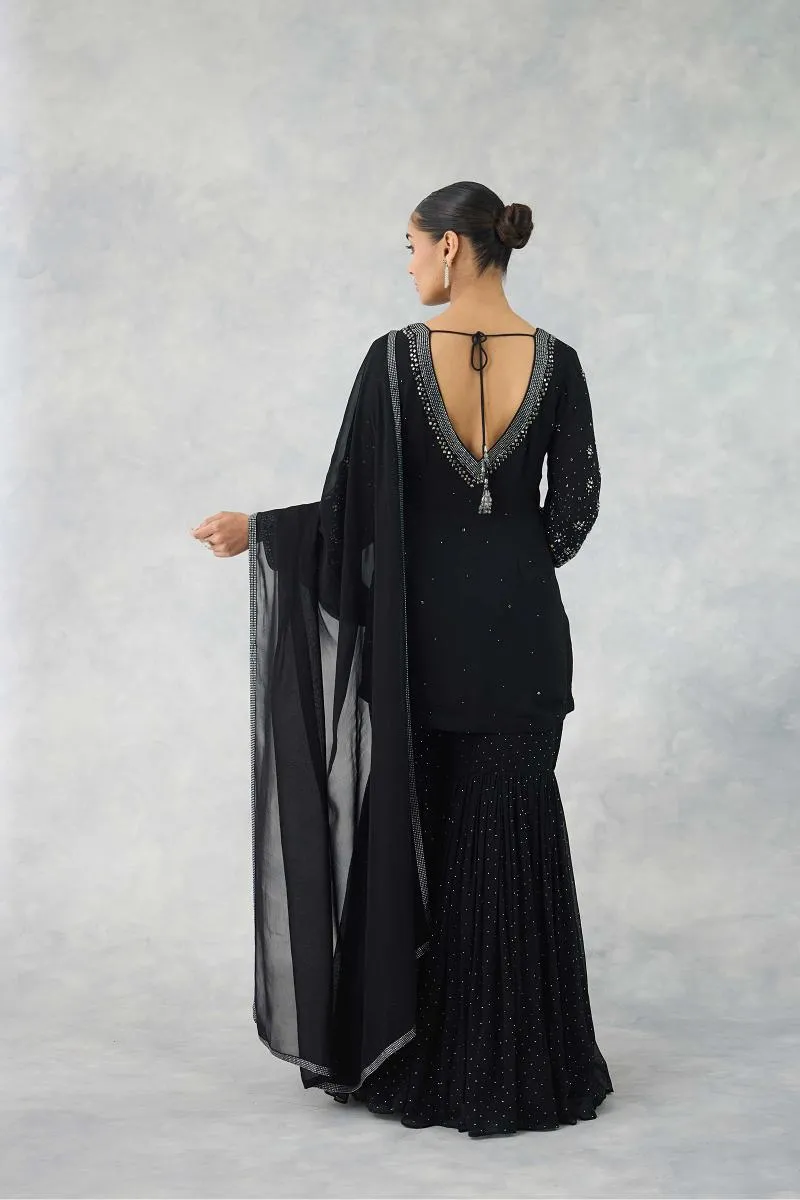 Charcoal Black Sharara Set