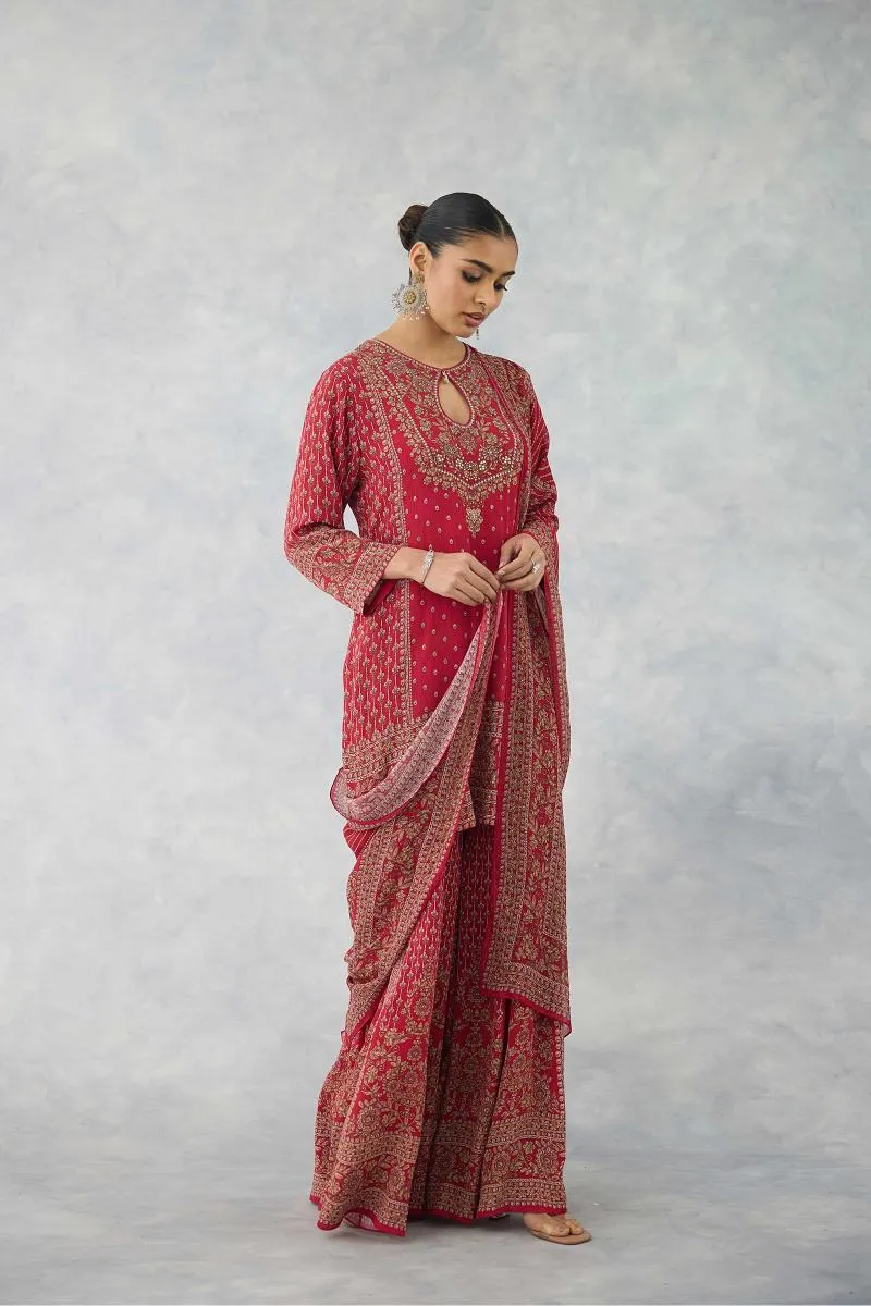 Blush Carmine Sharara Set