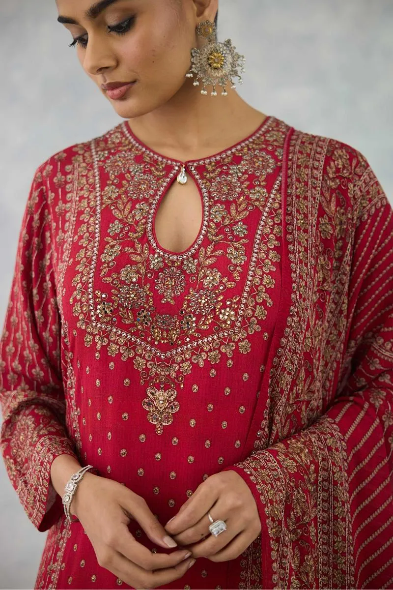 Blush Carmine Sharara Set