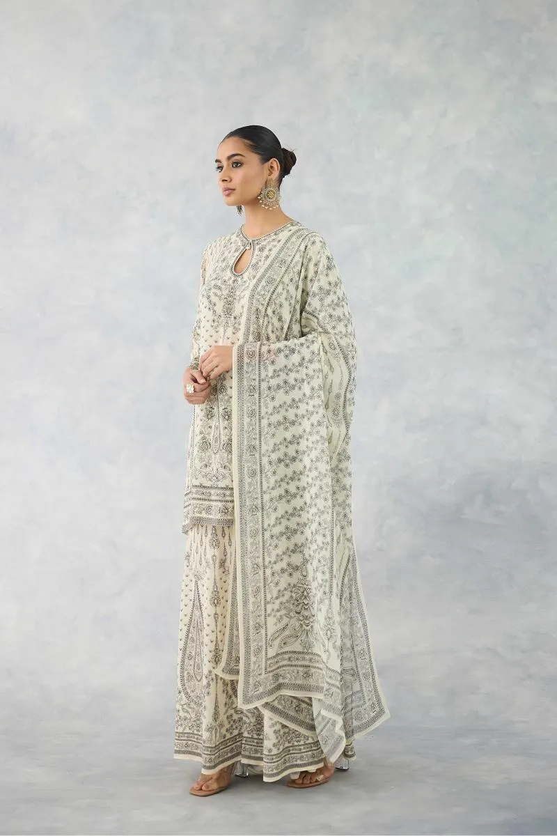 Porcelain White Sharara Set