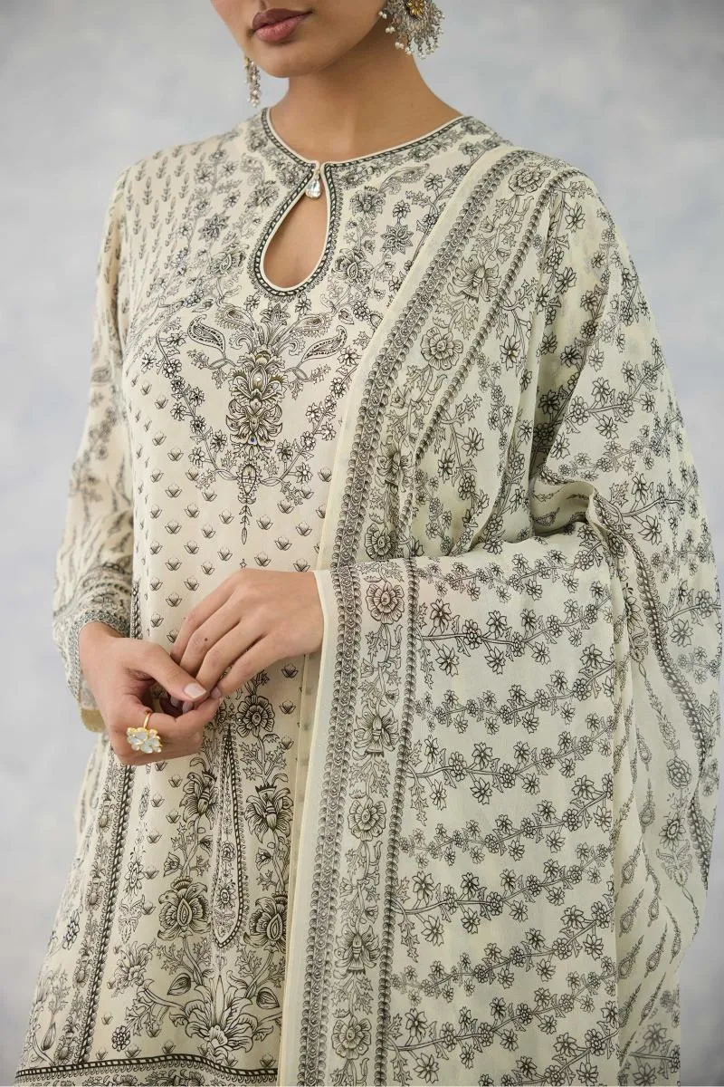 Porcelain White Sharara Set