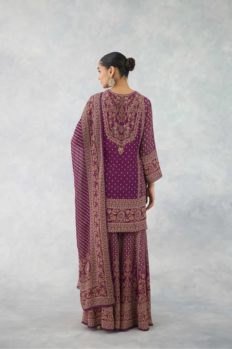 Plum Wine Sharara Set