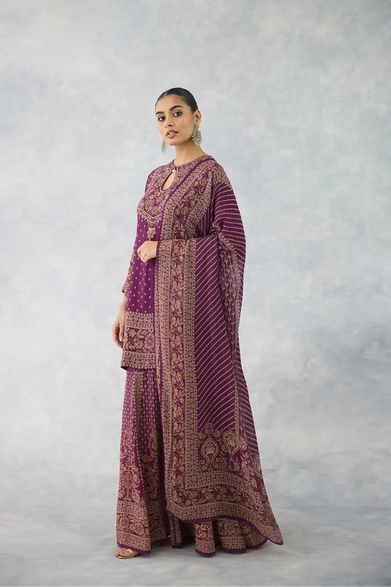 Plum Wine Sharara Set