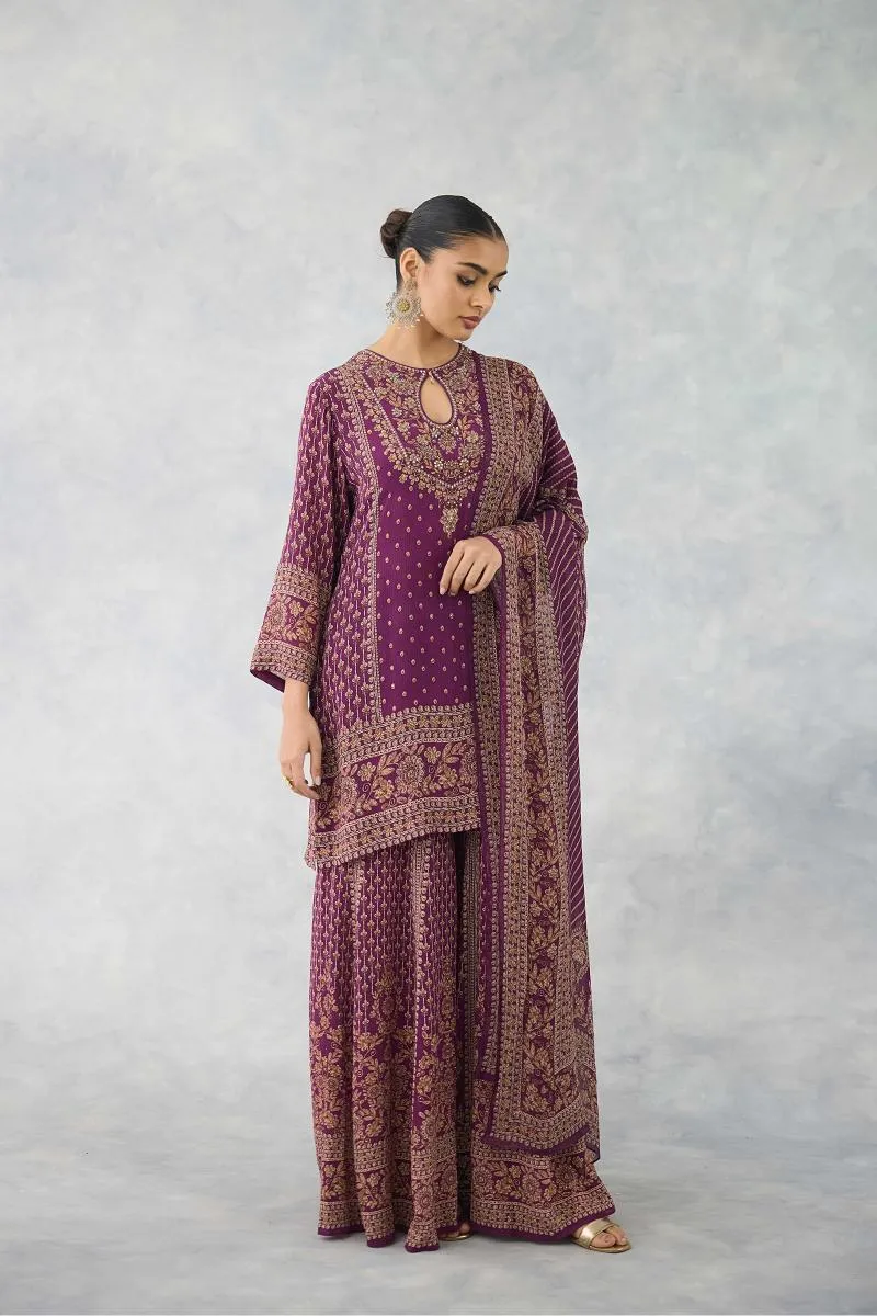 Plum Wine Sharara Set