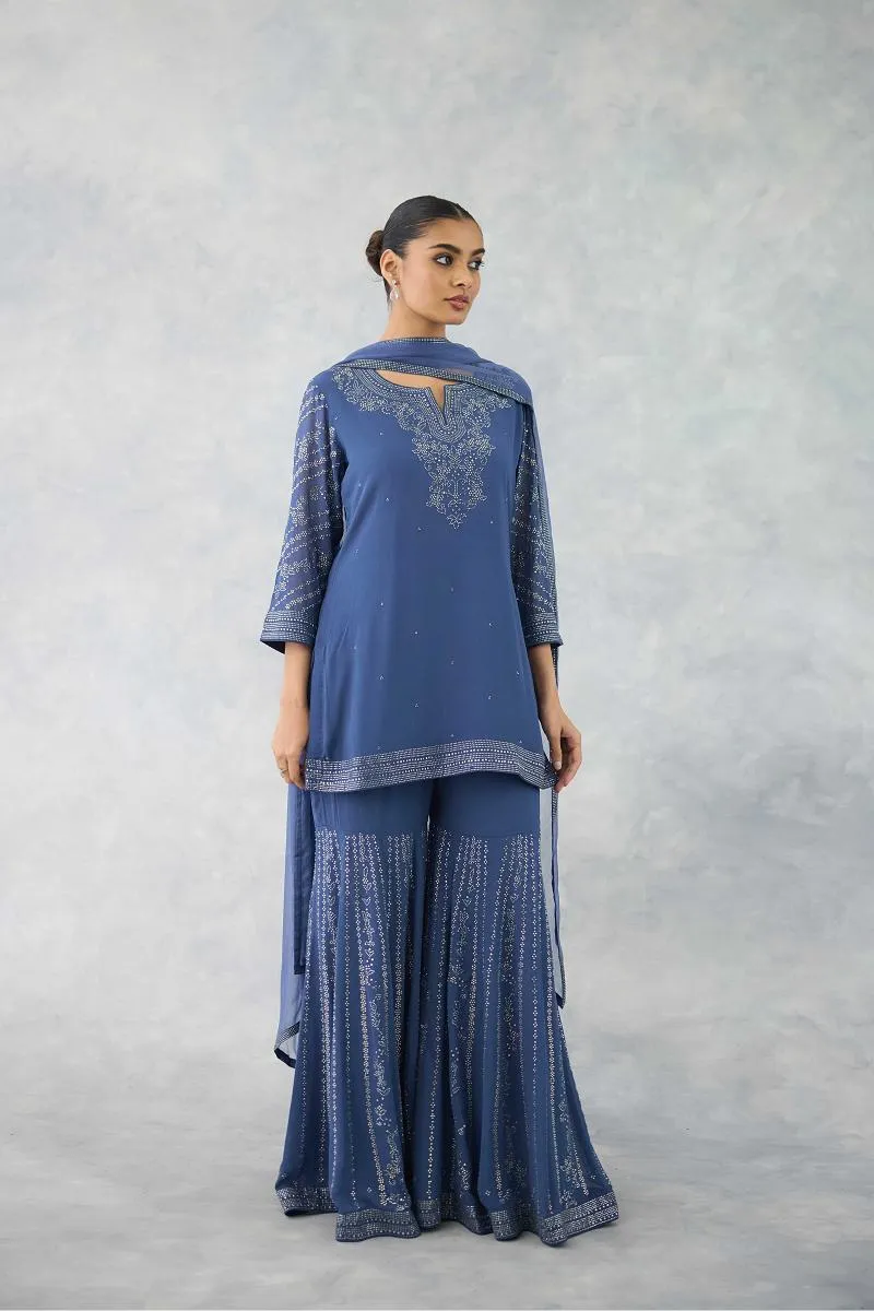 Midnight Blue Sharara Set