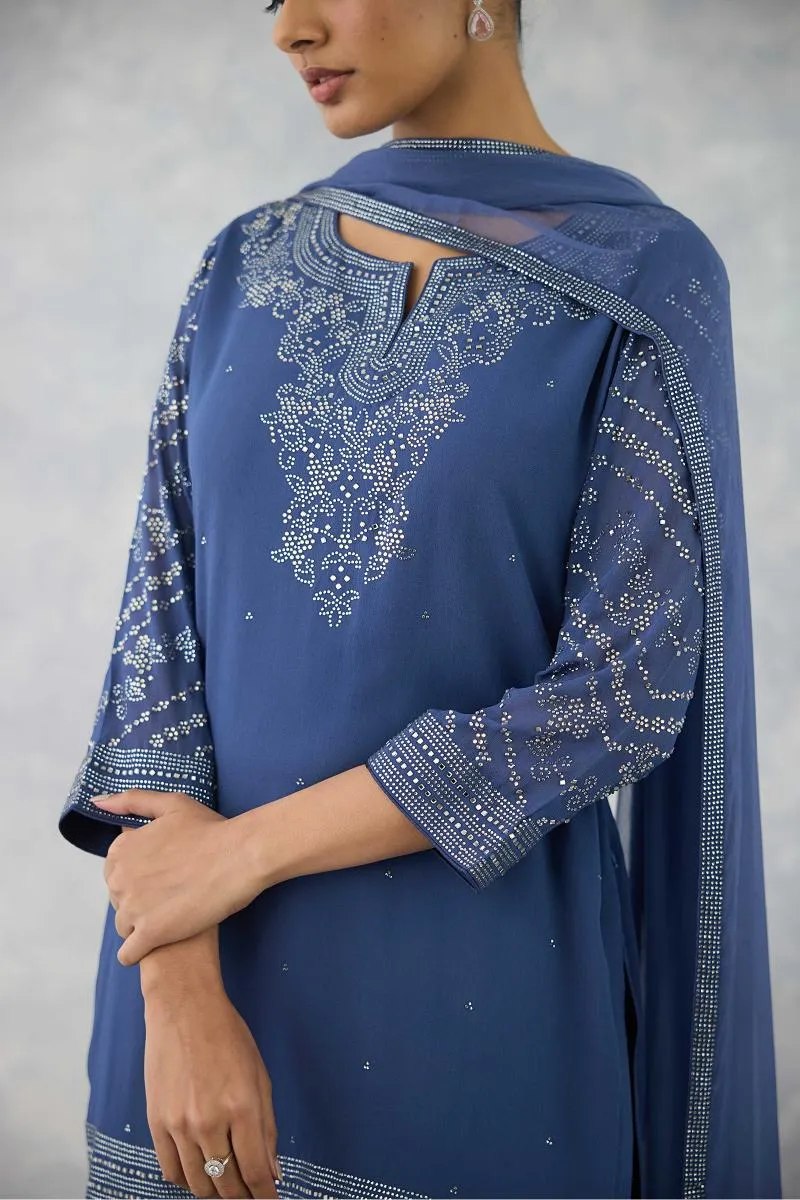 Midnight Blue Sharara Set