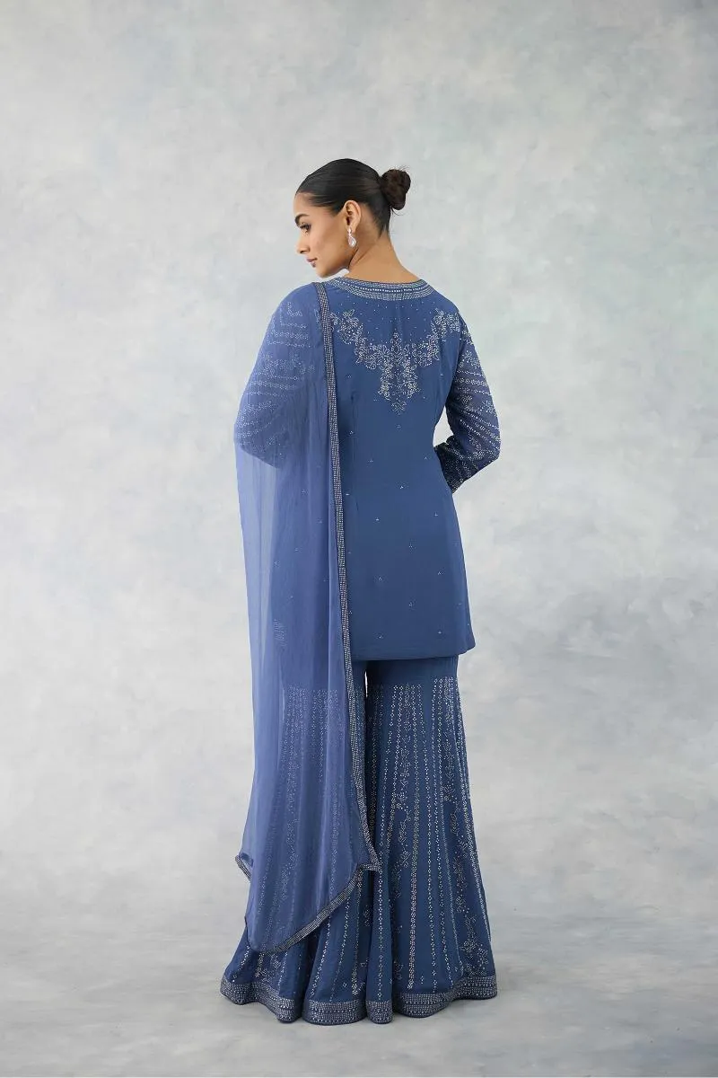 Midnight Blue Sharara Set
