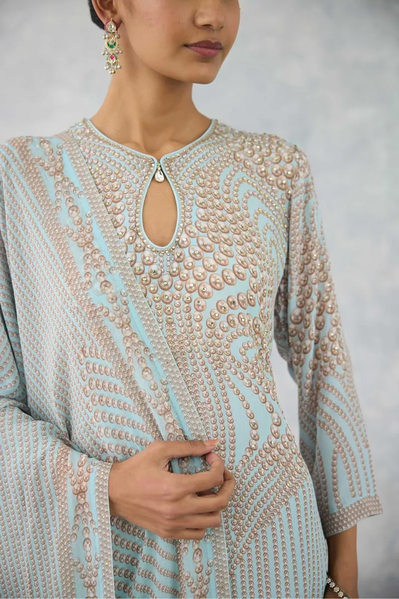 Frost Blue Sharara Set