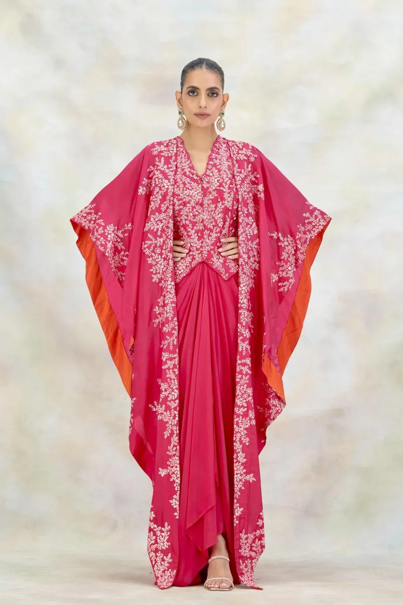 Hot Pink Crepe Kaftan Set