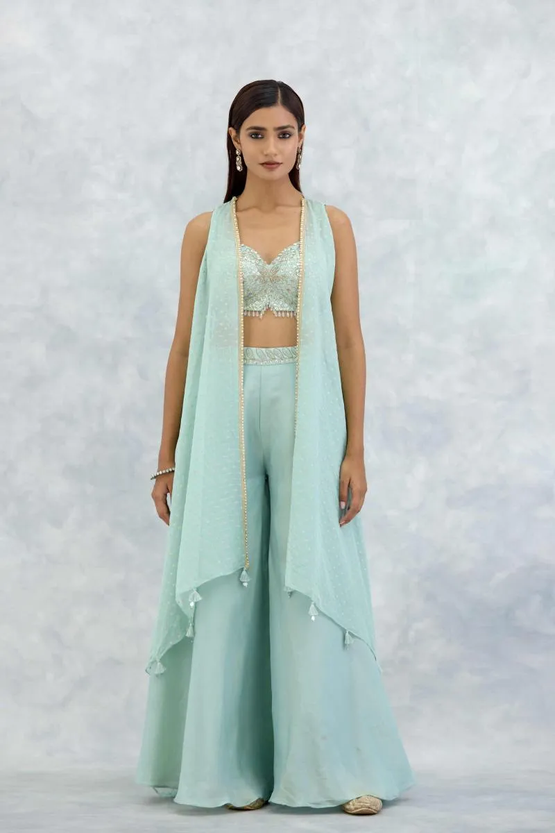 Powder Blue Silk Sharara Set