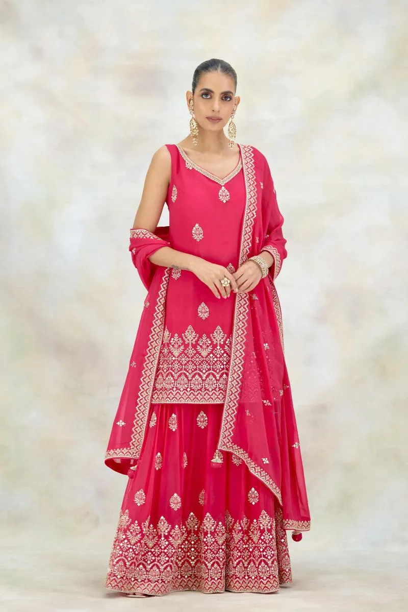 Fuchsia Pink Georgette Garara Set