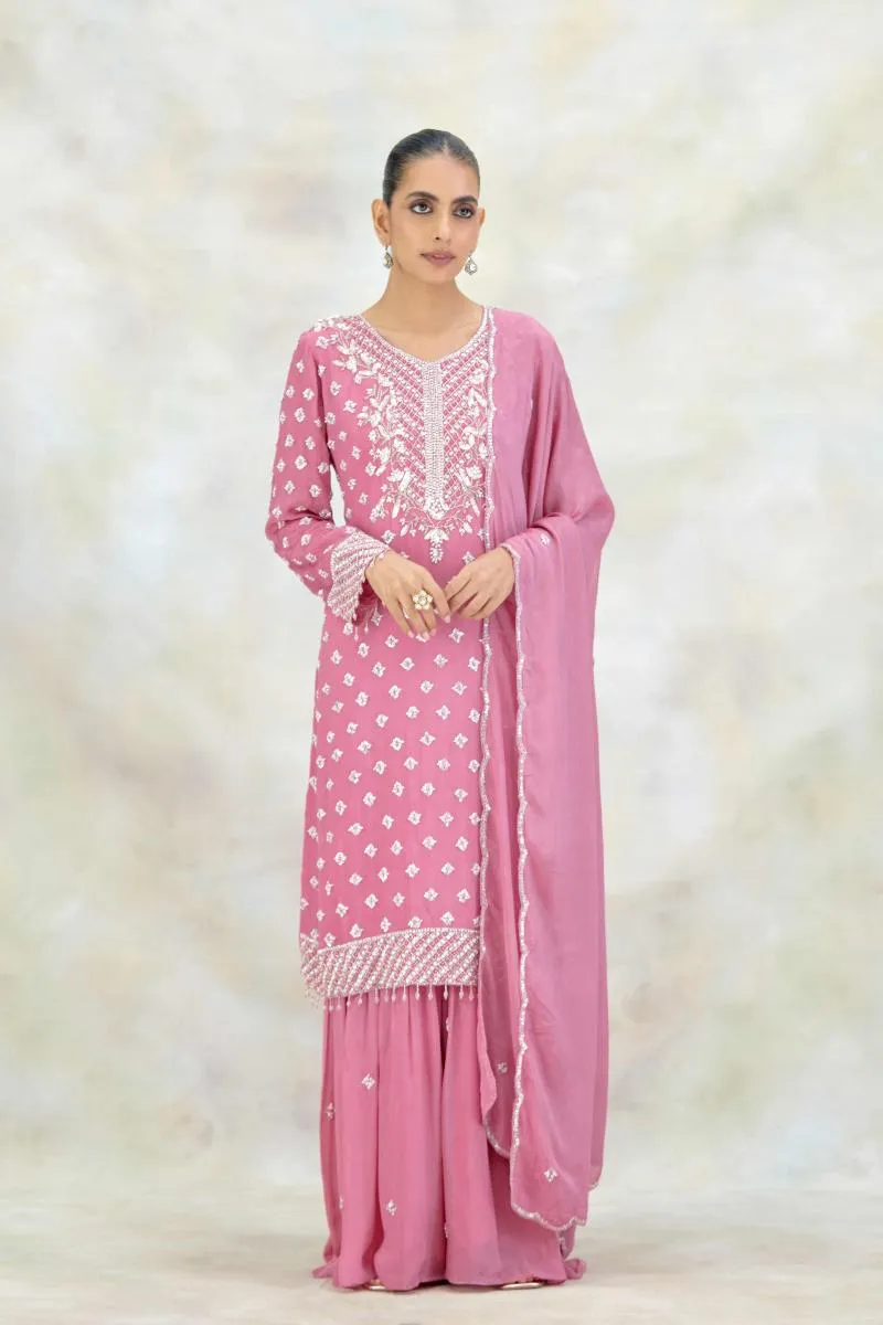 Blush Pink Crepe Garara Set