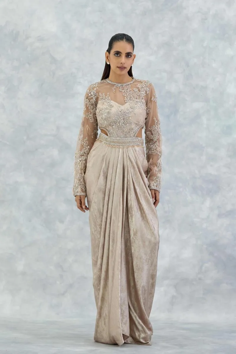 Champagne Gold Georgette Net Gown