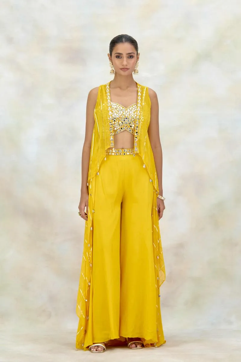 Mustard Yellow Crepe Sharara Set