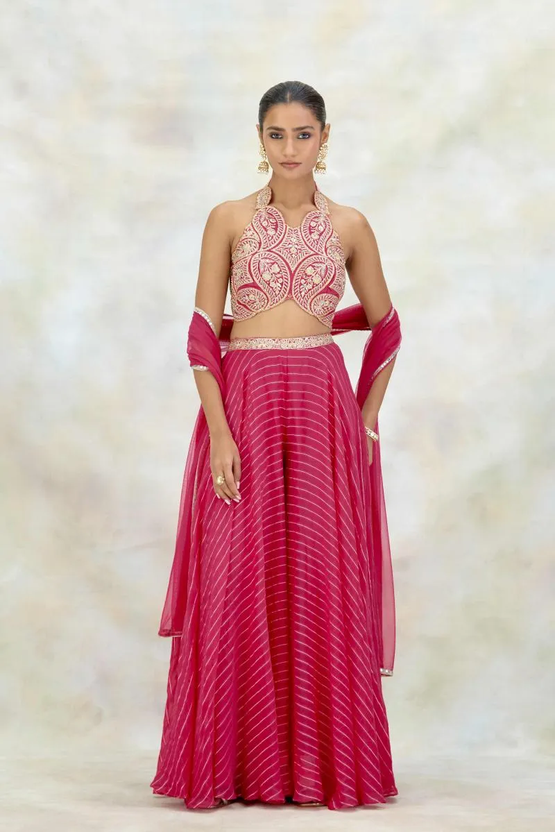 Fuchsia Pink Organza Sharara Set