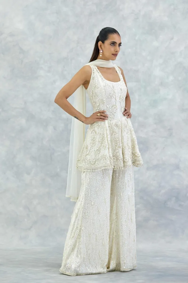 Ivory Georgette Sharara Set