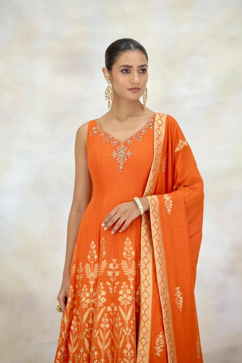 Rust Orange Silk garara set